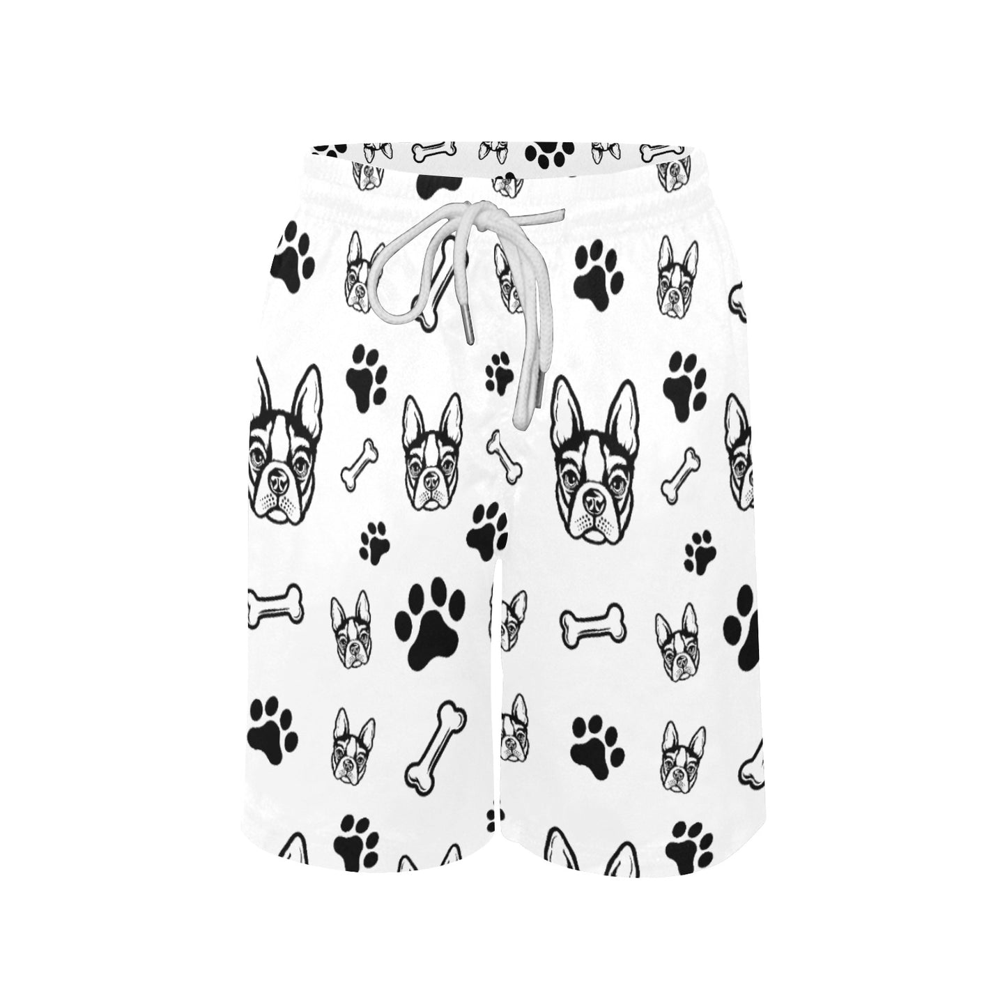Boston Terrier Paws and Bones Boys' Casual Beach Shorts