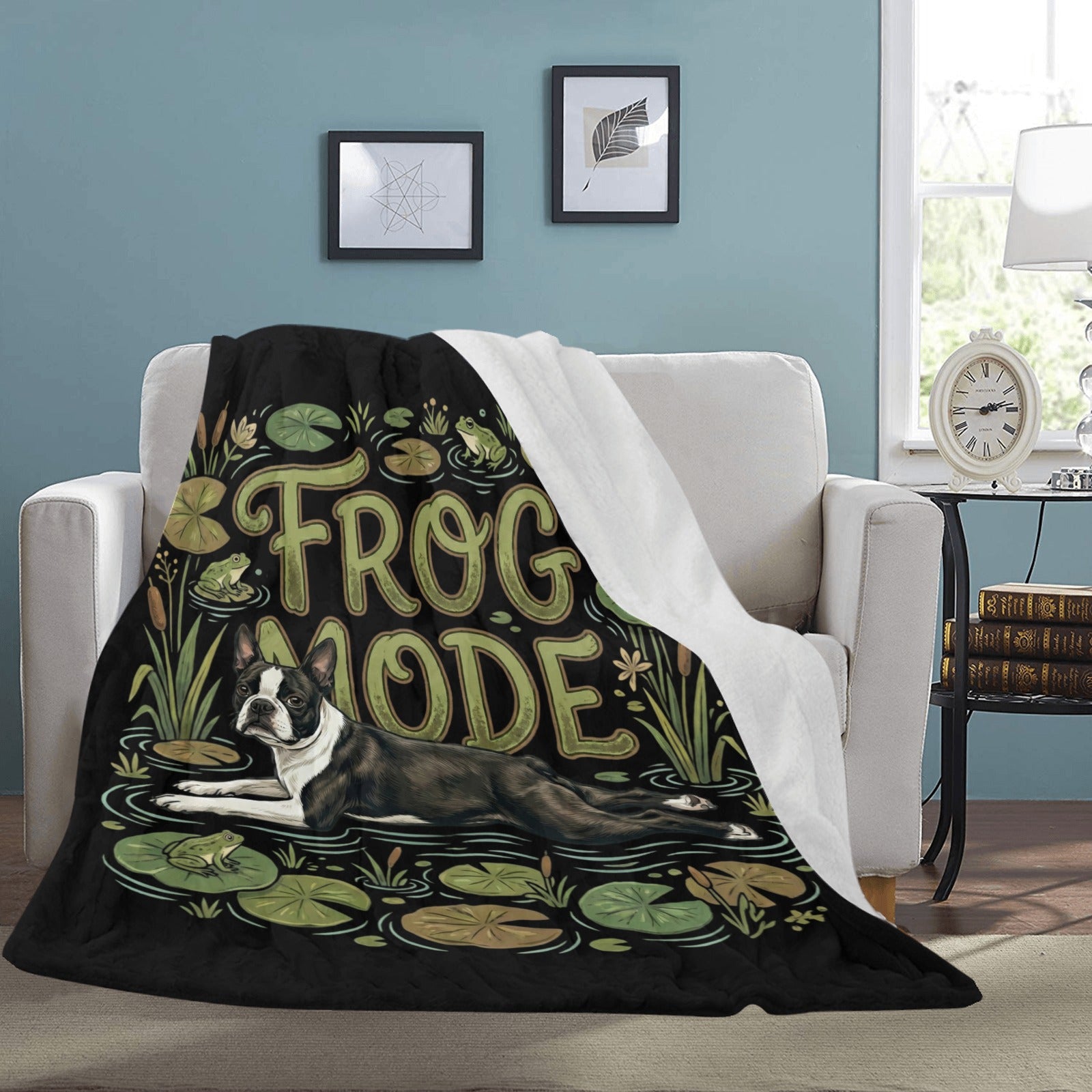 Frog Mode Boston Terrier Dog Frog Legs Ultra-Soft Micro Fleece Blanket .
