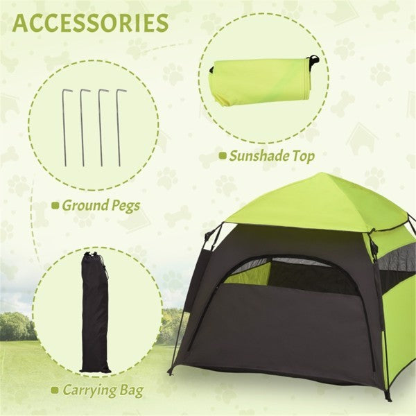 Dark Gray Green Pop-up Camping Tent For Pets