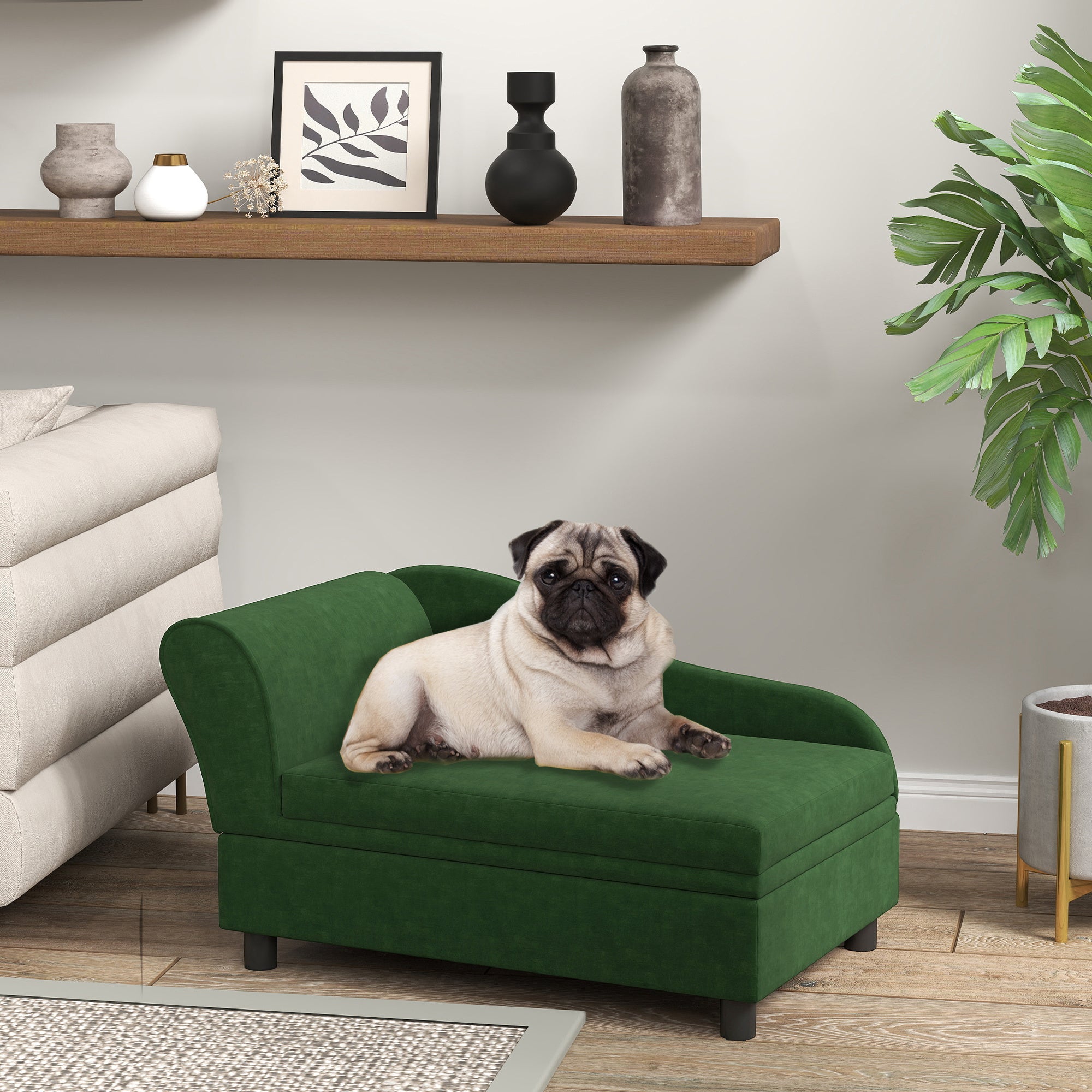 Pet Sofa Bed Couch With Storage - Green
