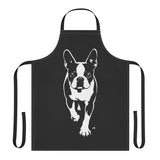 Boston Terrier Stencil Graphic – Minimalist Dog Lover Strap Apron . Black