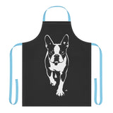 Boston Terrier Stencil Graphic – Minimalist Dog Lover Strap Apron . Blue