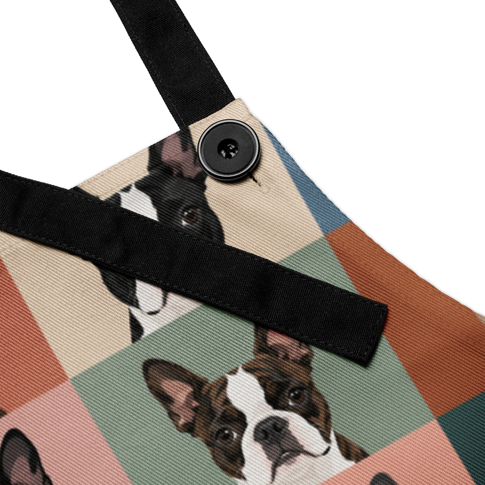 Pop Art Style Colored Boston Terriers Modern Tiles Pattern Apron .