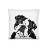 English Bulldog Head Tilt Pillow . 18″×18″