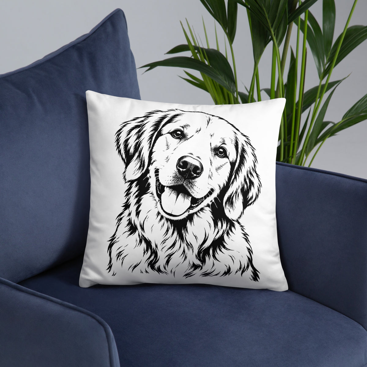 Golden Retriever Head Tilt Pillow .