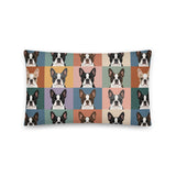 Pop Art Style Colored Boston Terriers Modern Tiles Pattern Basic Pillow .