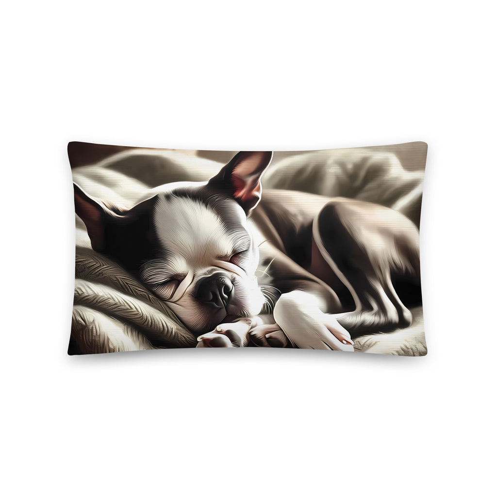 Senior Boston Terrier Sleeping Peacefully Basic Pillow