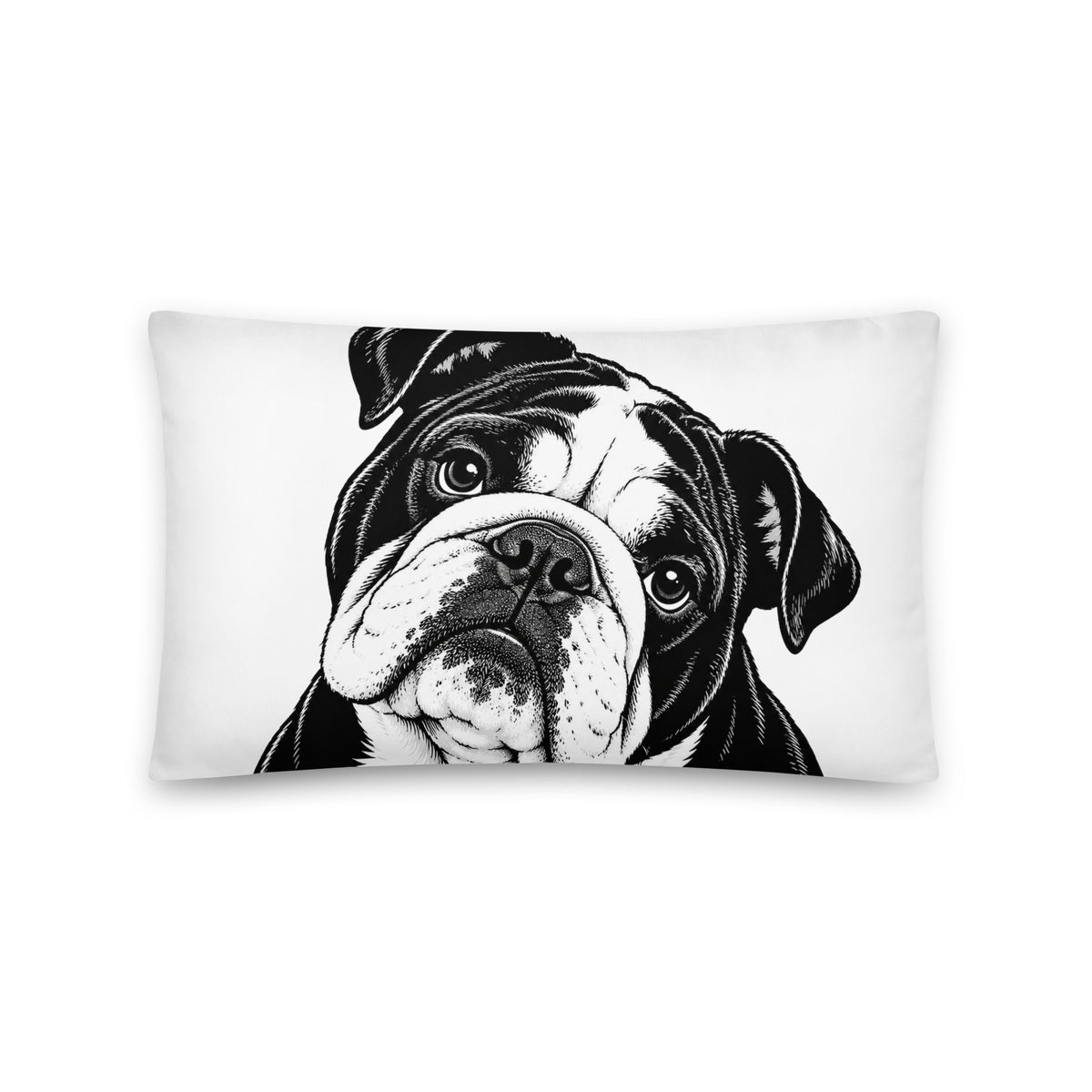 English Bulldog Head Tilt Pillow . 20″×12″