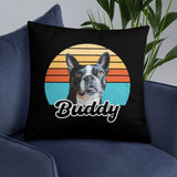 Custom Dog Sunset Vintage Retro Style Basic Pillow