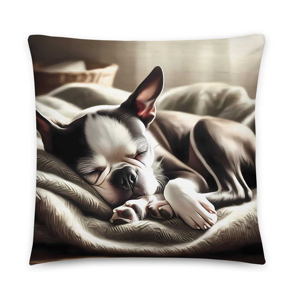 Senior Boston Terrier Sleeping Peacefully Basic Pillow