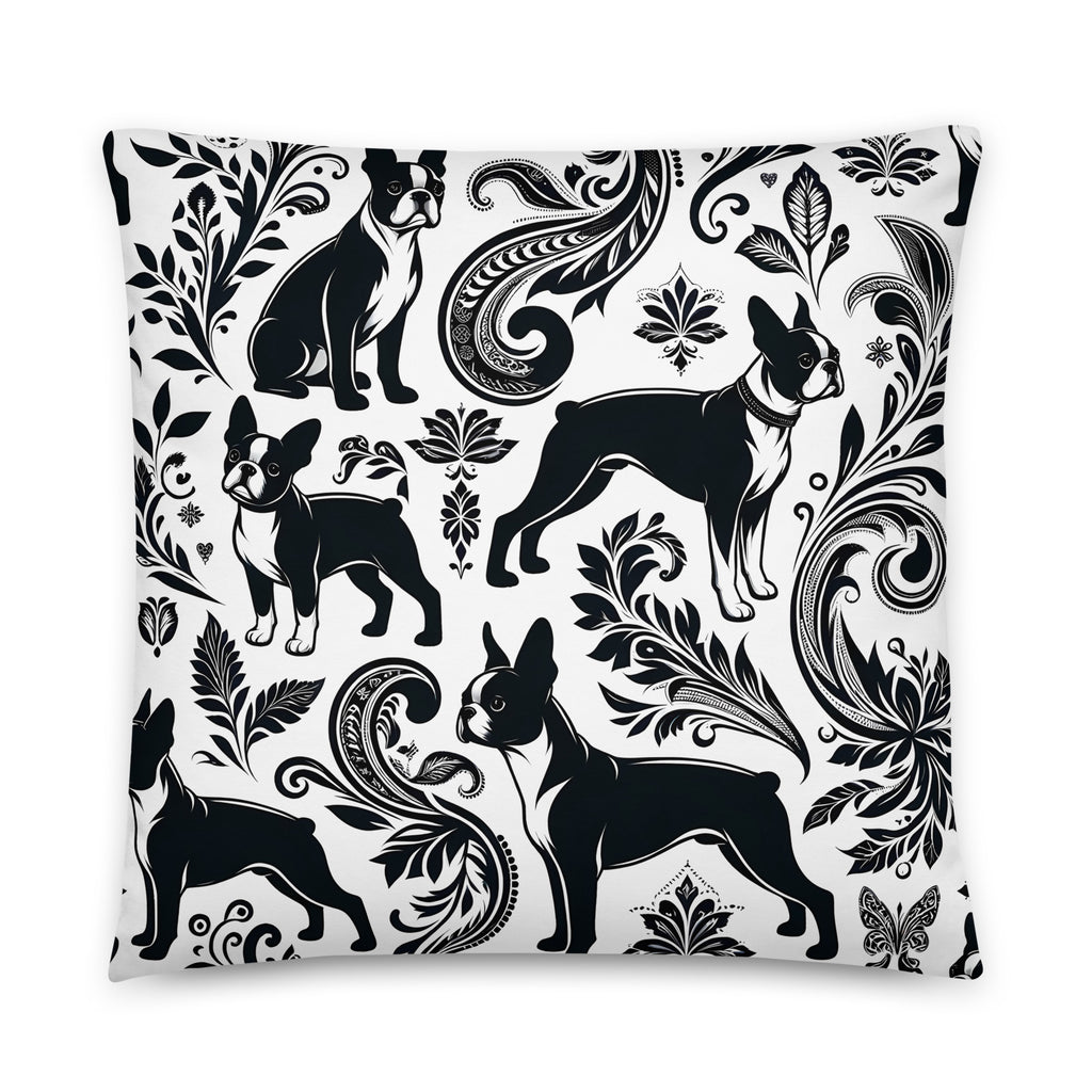 Paisley Pup - Boston Terrier Dogs Basic Pillow