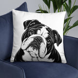 English Bulldog Head Tilt Pillow . 22″×22″