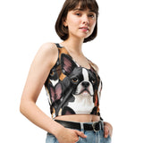 Boston Terrier Dogs Crowd Crop Top .