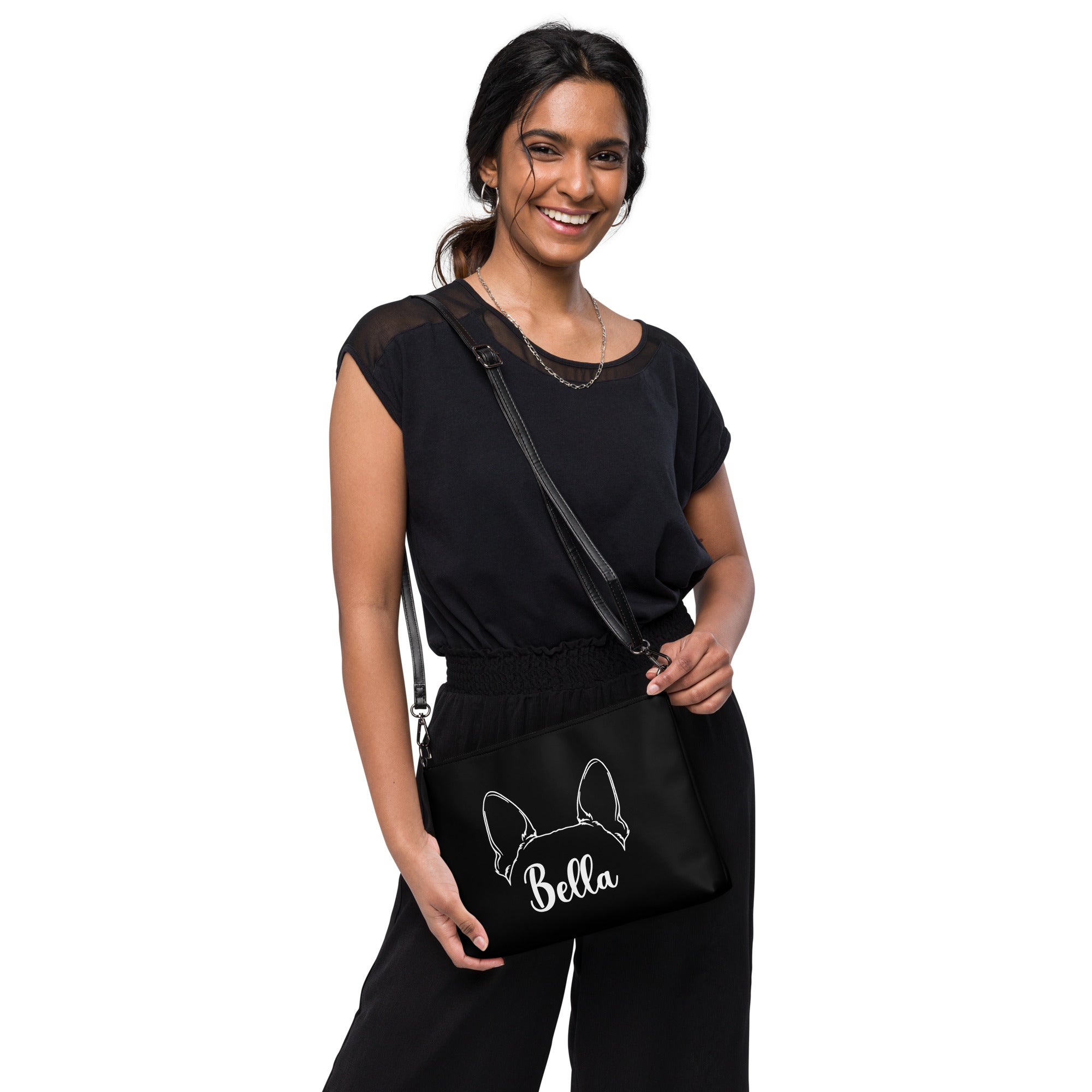 Ears With Boston Terrier Name - Custom Crossbody Bag