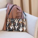 Boston Terrier Dogs Crowd Crossbody Bag .