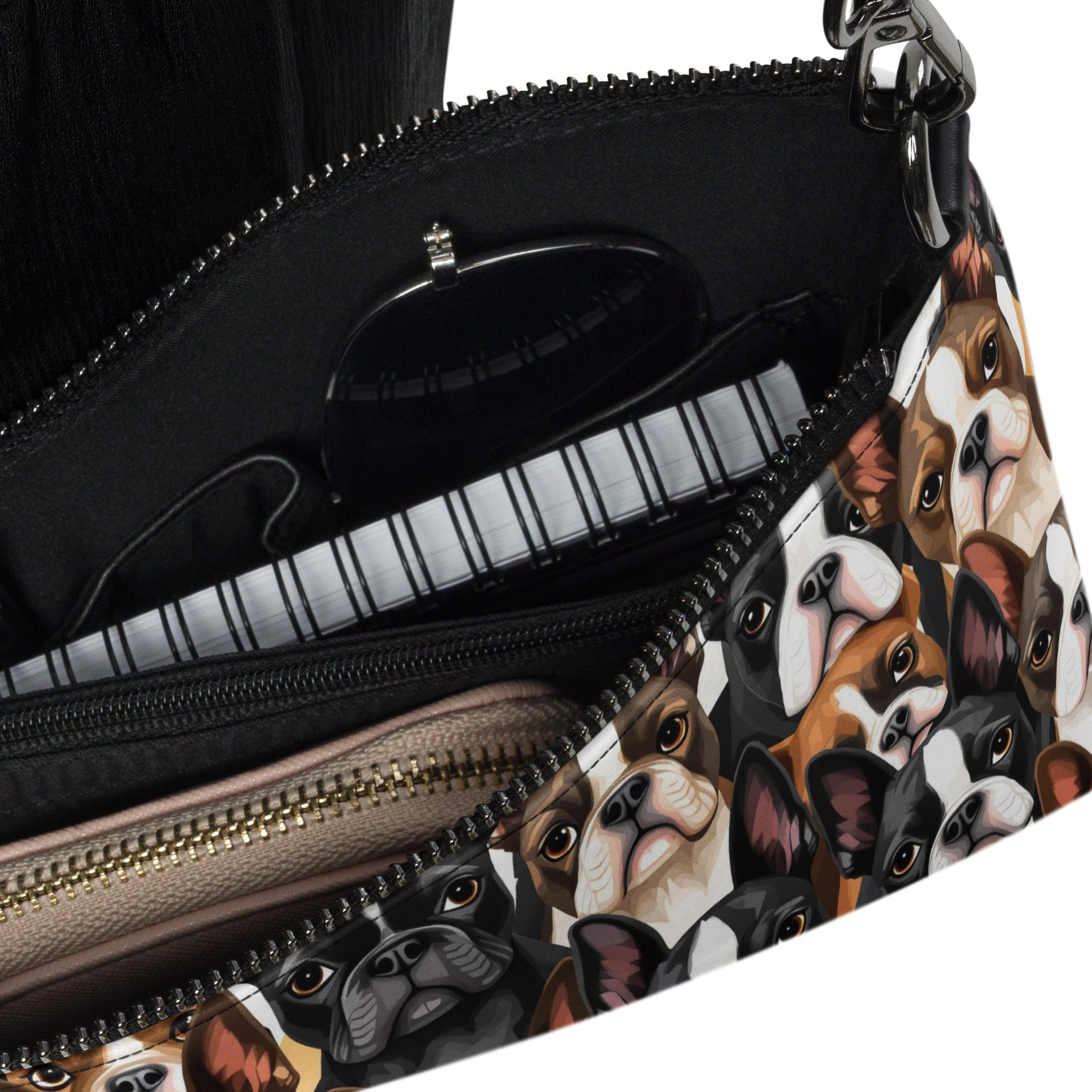 Boston Terrier Dogs Crowd Crossbody Bag .