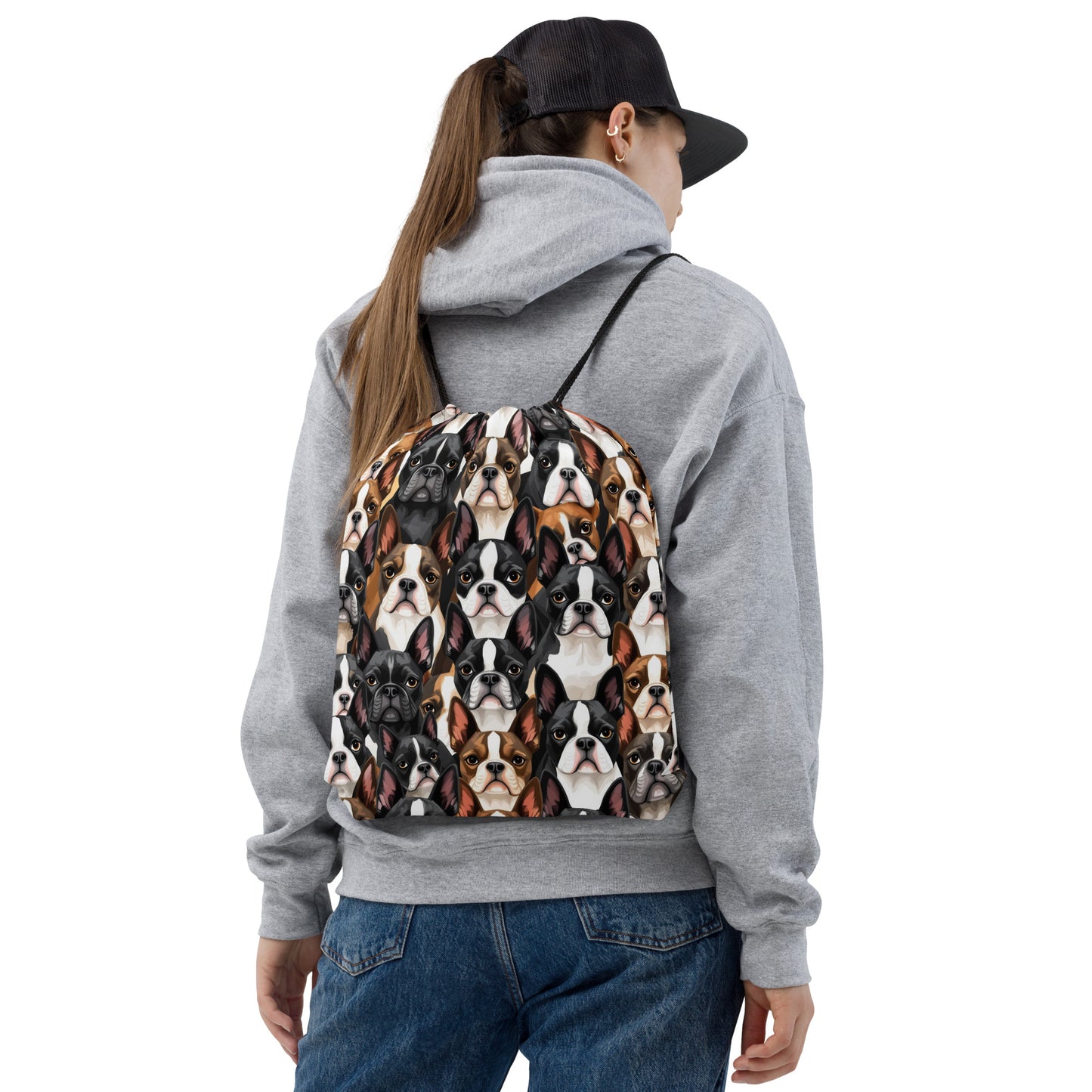 Boston Terrier Dogs Crowd Drawstring Bag . Default Title