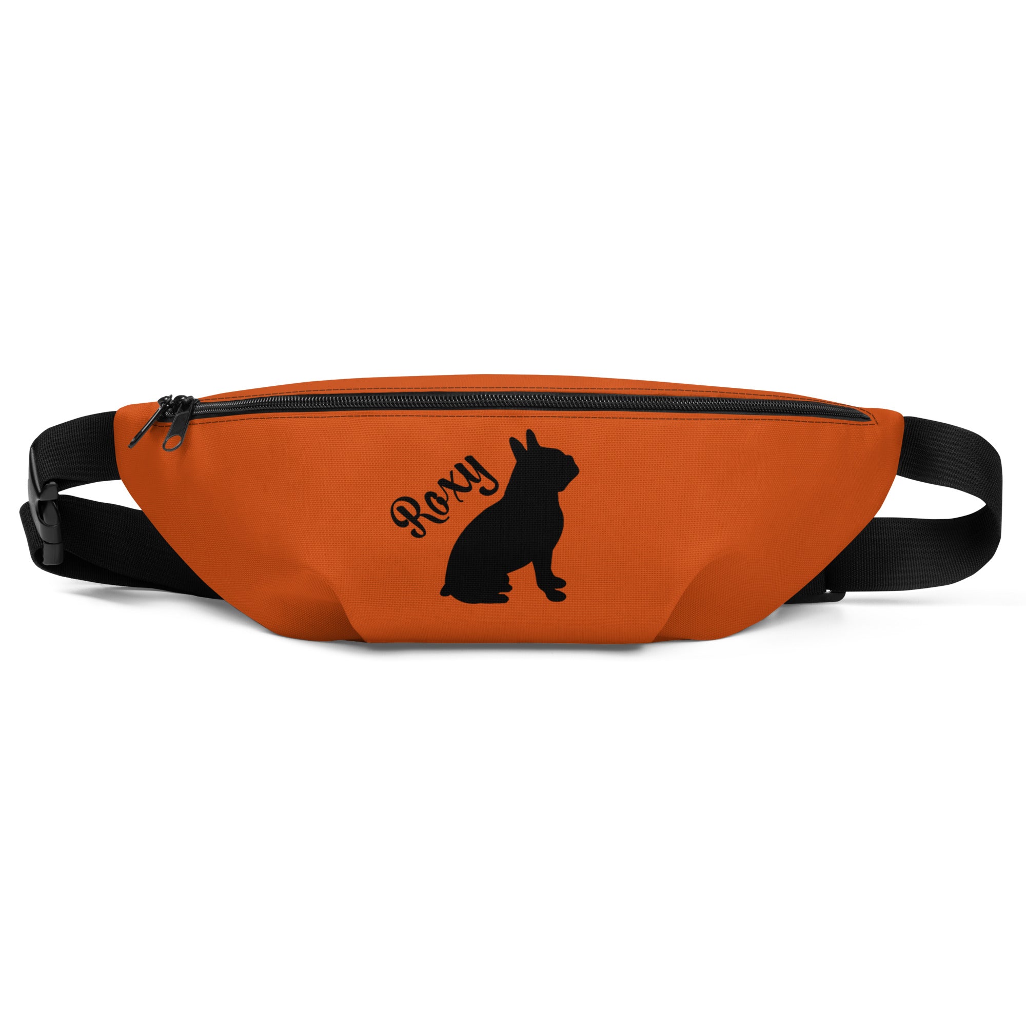 Custom Name with Boston Terrier Silhouette Fanny Pack - Orange