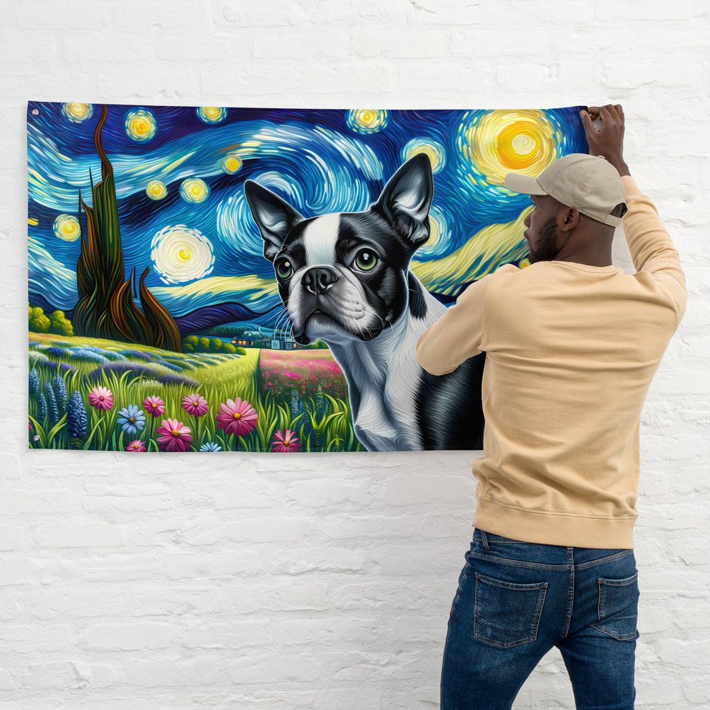 Starry Night - Boston Terrier Dog Flag