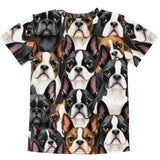 Boston Terrier Dogs crowd Kids Cotton Crew Neck T-Shirt .