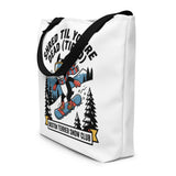 Shred Til You're Dead (Tired) Boston Terrier Snow Club Large Tote Bag .