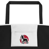 Boston Terrier World Large Tote Bag .