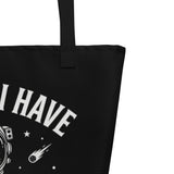 Houston, I Have So Many Problems - Funny Boston Terrier Astronaut Large Tote Bag .
