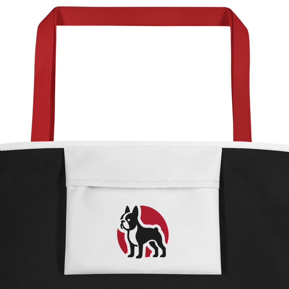 Boston Terrier World Large Tote Bag .