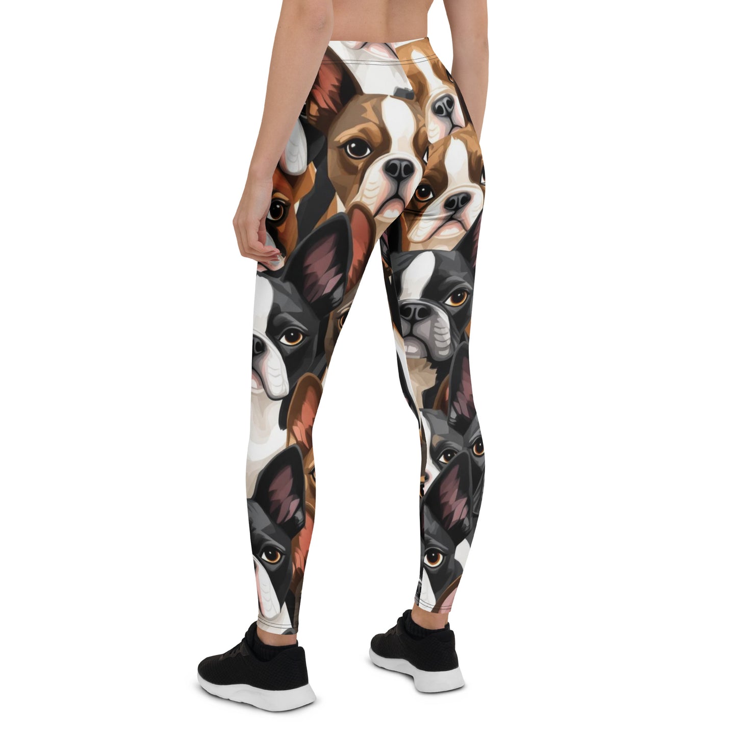 Boston Terrier Dogs Crowd Leggings .