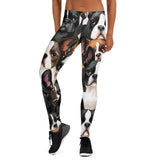 Boston Terrier Dogs Crowd Leggings .