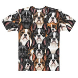 Boston Terrier Dogs Crowd Men's T-Shirt .