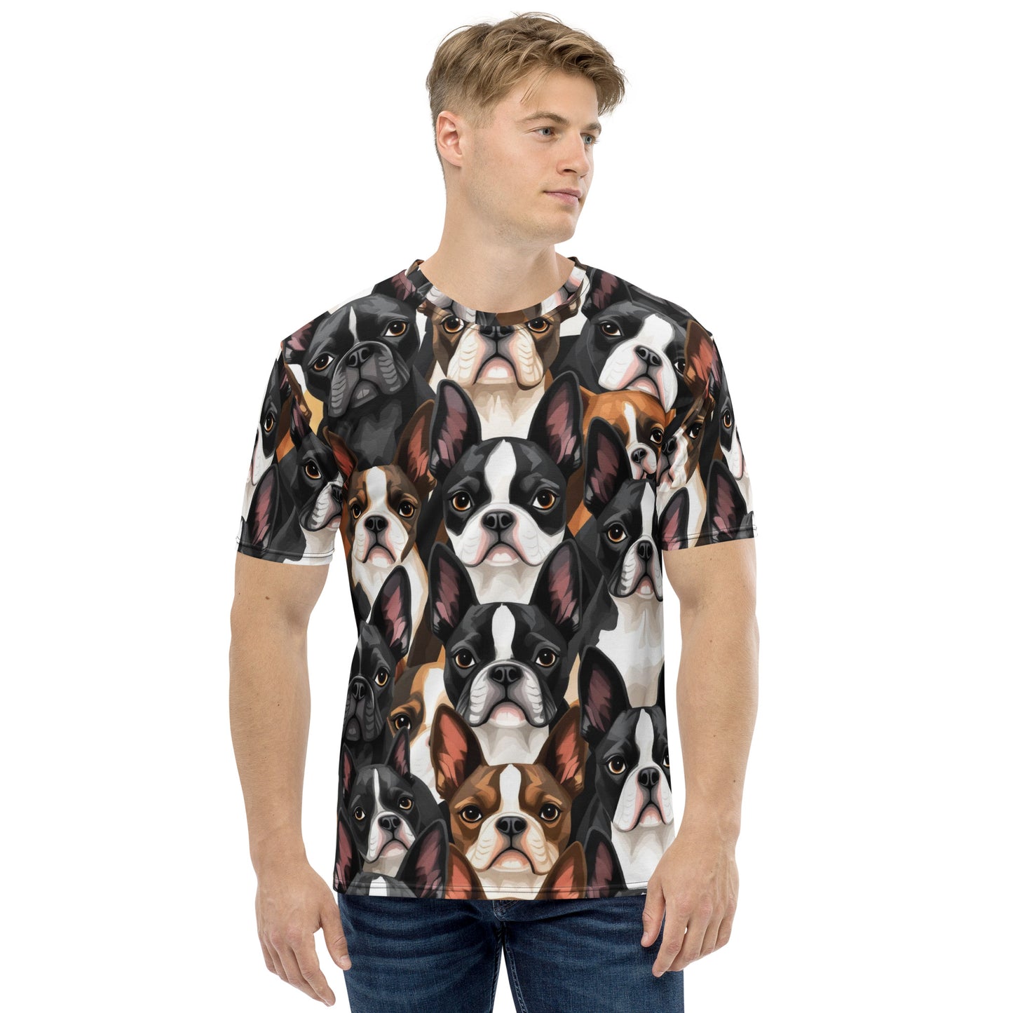 Boston Terrier Dogs Crowd Men's T-Shirt .