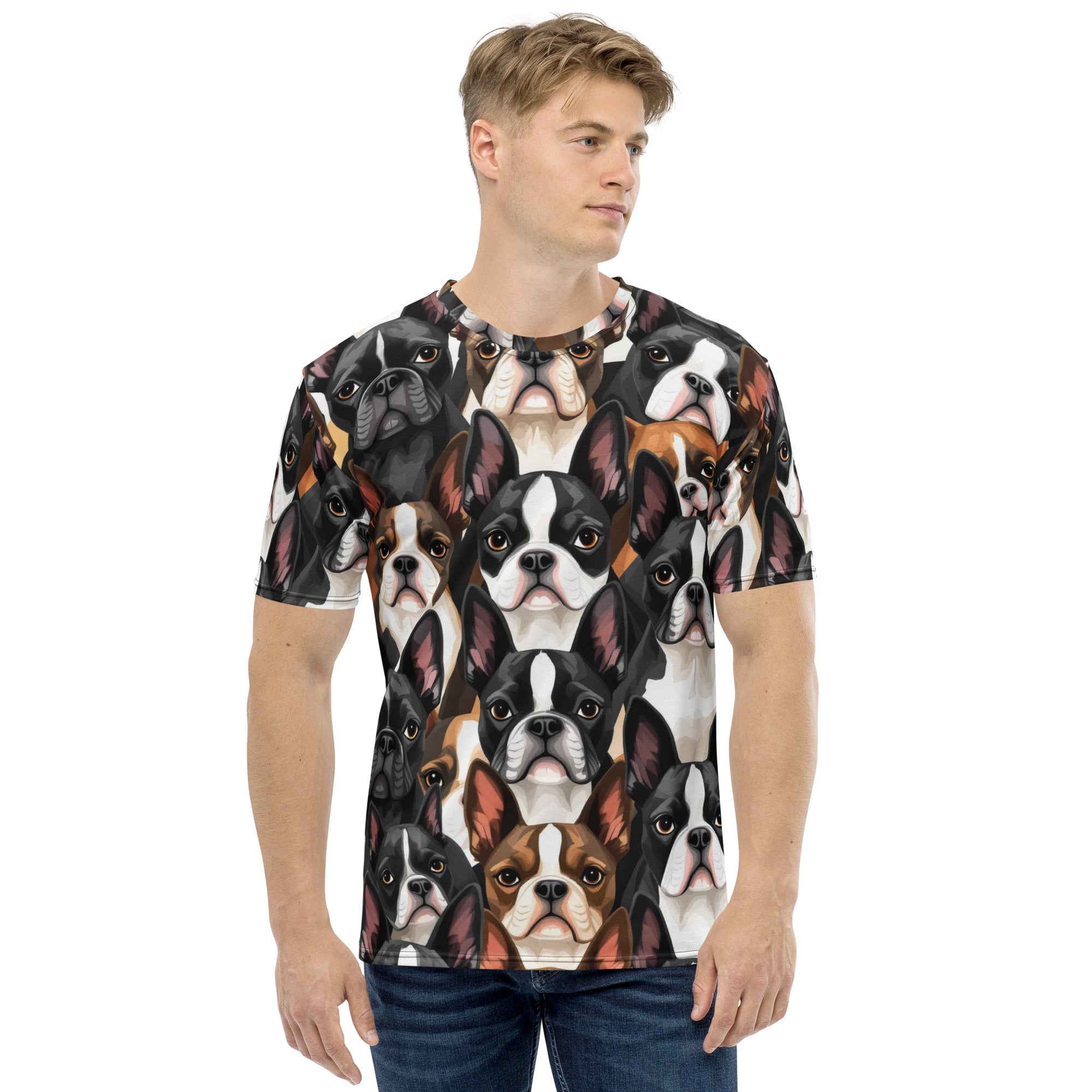 Boston Terrier Dogs Crowd Men's T-Shirt .
