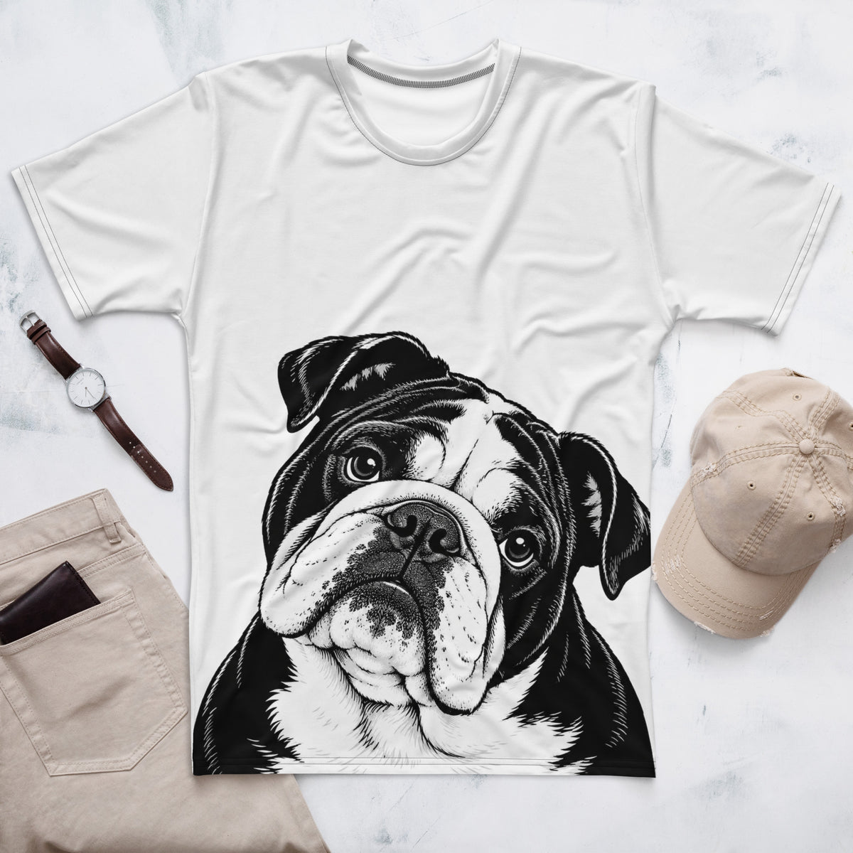 English Bulldog Head Tilt T-Shirt .