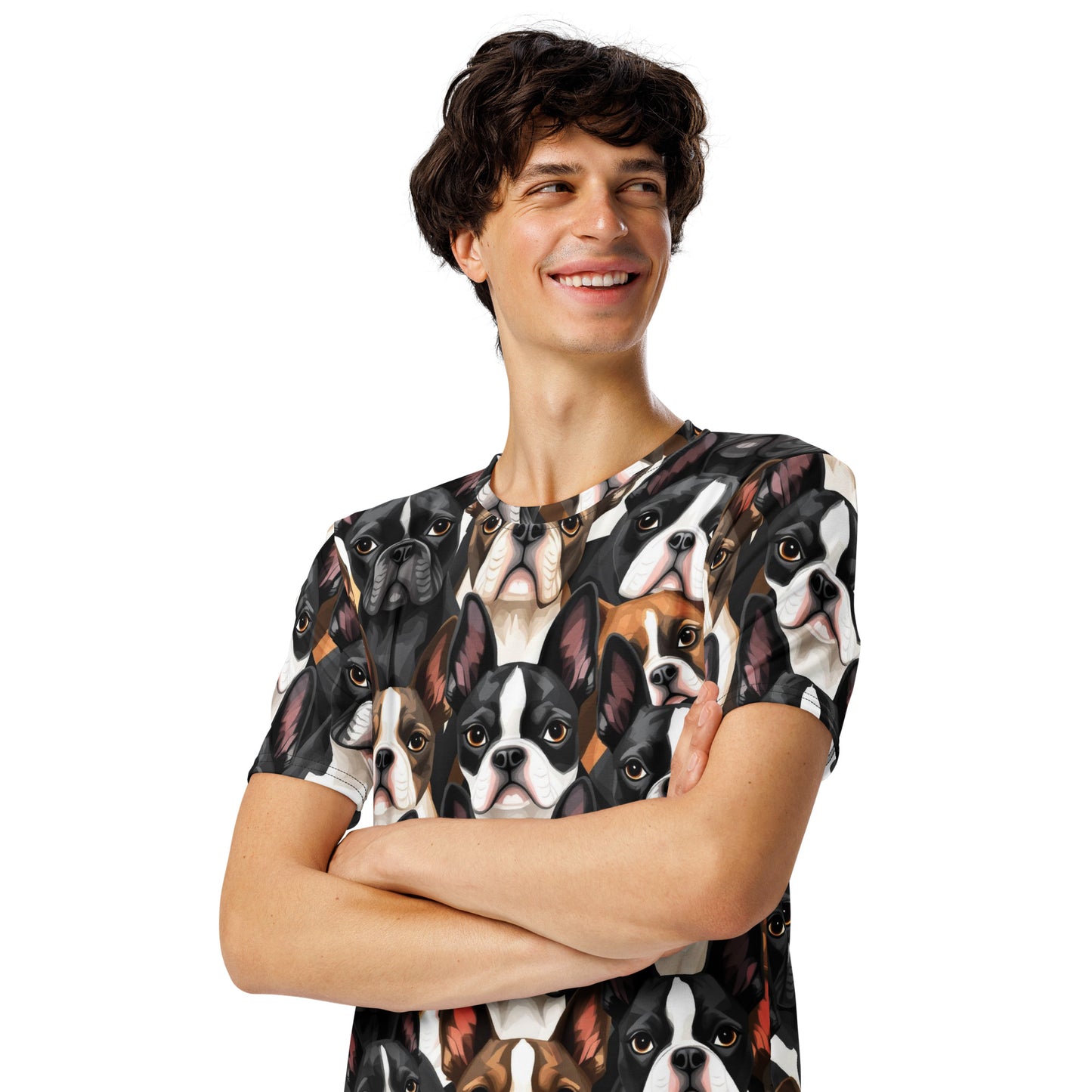 Boston Terrier Dogs Crowd Men's T-Shirt .