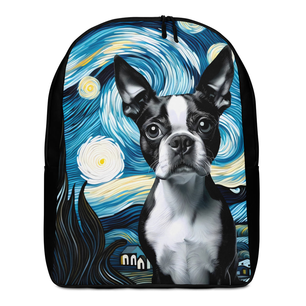 Starry Night - Boston Terrier Dog Minimalist Backpack