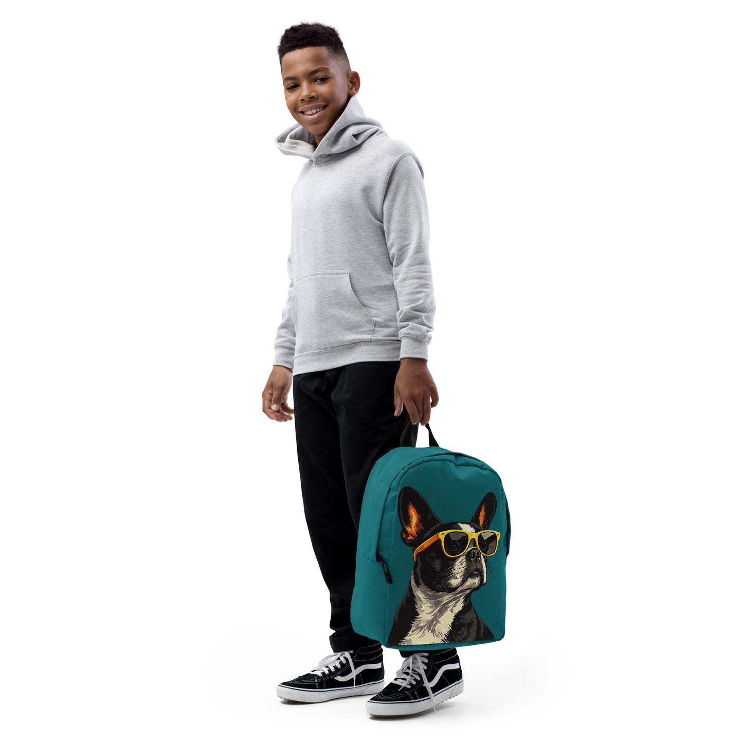 Too Cool Boston Terrier Dog Minimalist Backpack - Teal .
