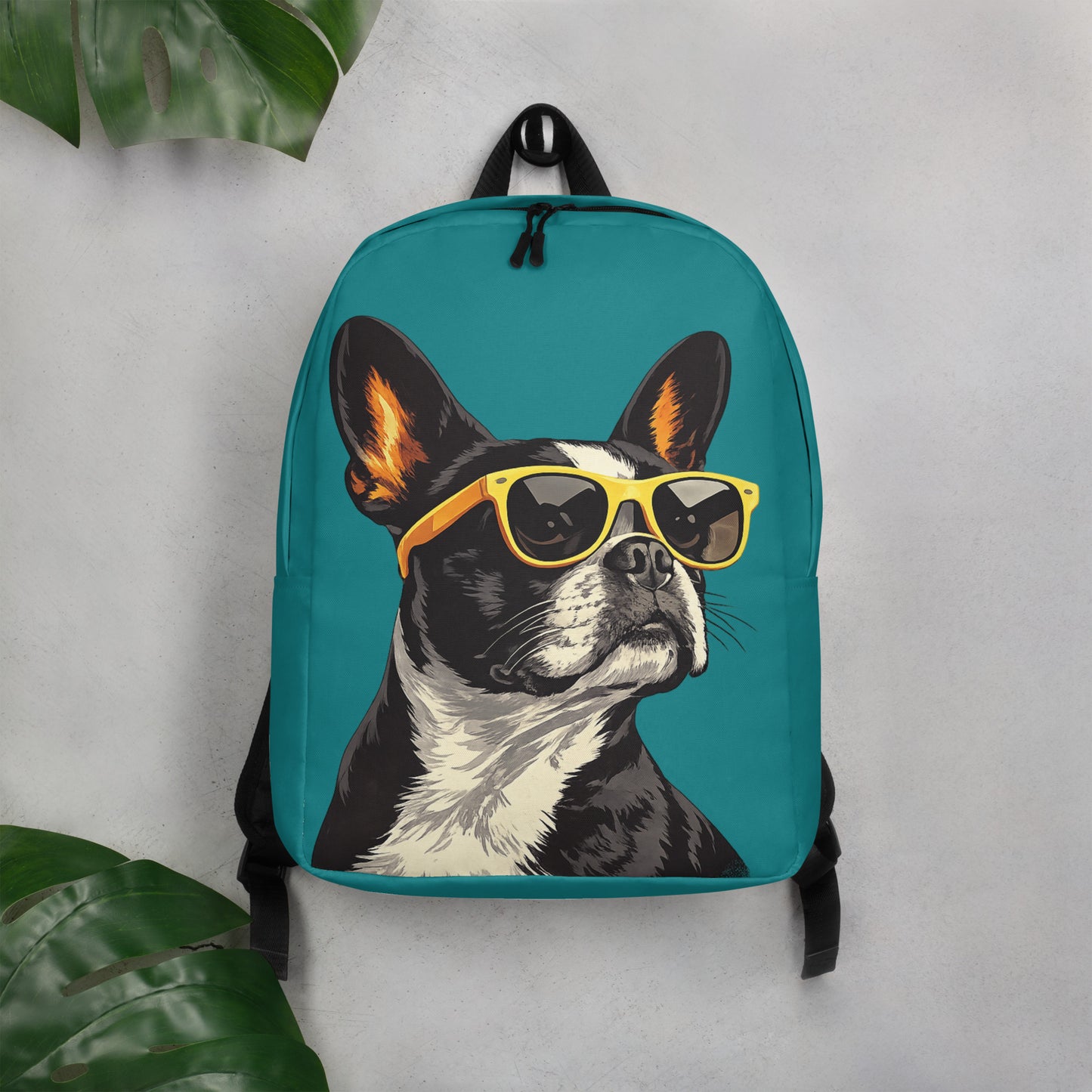 Too Cool Boston Terrier Dog Minimalist Backpack - Teal .