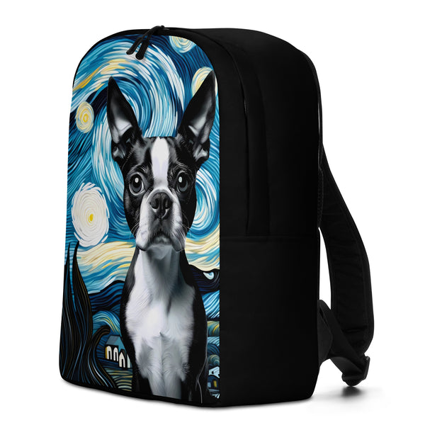 Starry Night - Boston Terrier Dog Minimalist Backpack