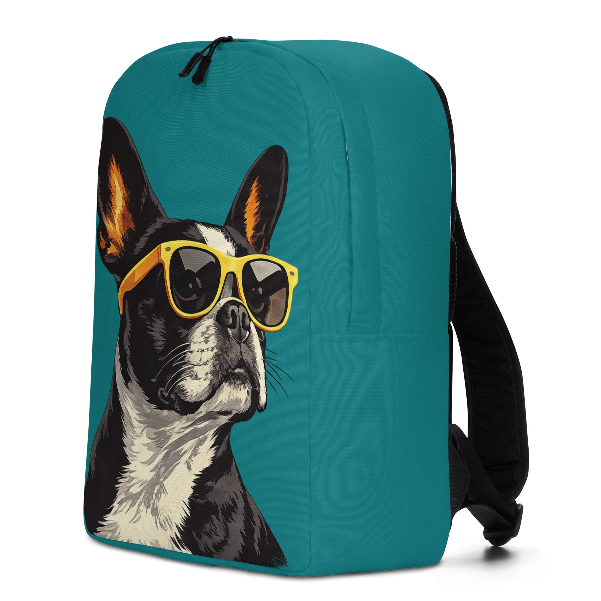 Too Cool Boston Terrier Dog Minimalist Backpack - Teal .