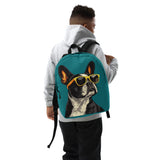 Too Cool Boston Terrier Dog Minimalist Backpack - Teal .