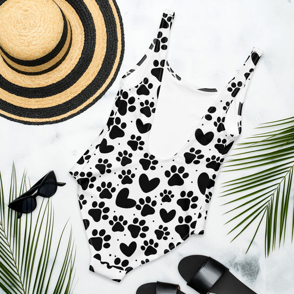 Dog Paws and Hearts One-Piece Swimsuit