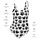 Dog Paws and Hearts One-Piece Swimsuit