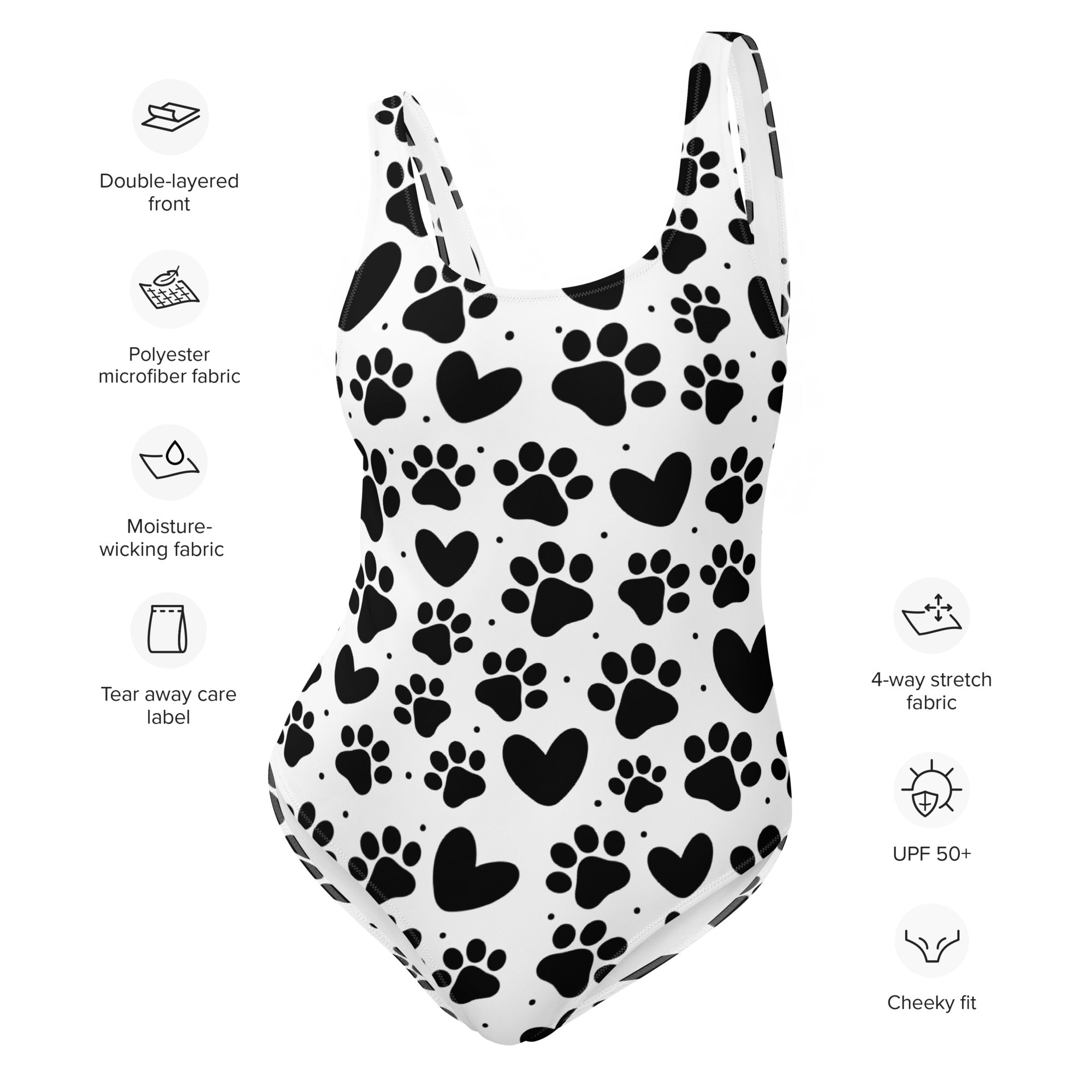 Dog Paws and Hearts One-Piece Swimsuit