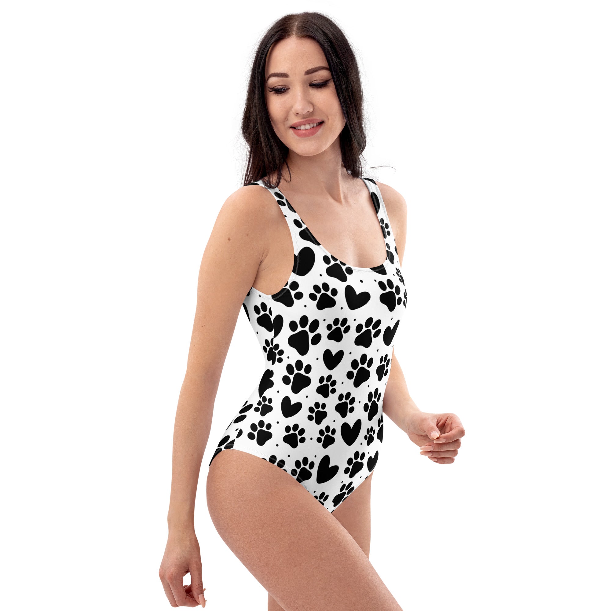 Dog Paws and Hearts One-Piece Swimsuit