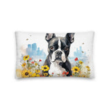 Boston Terrier Dog In A Garden Outside The City Premium Pillow