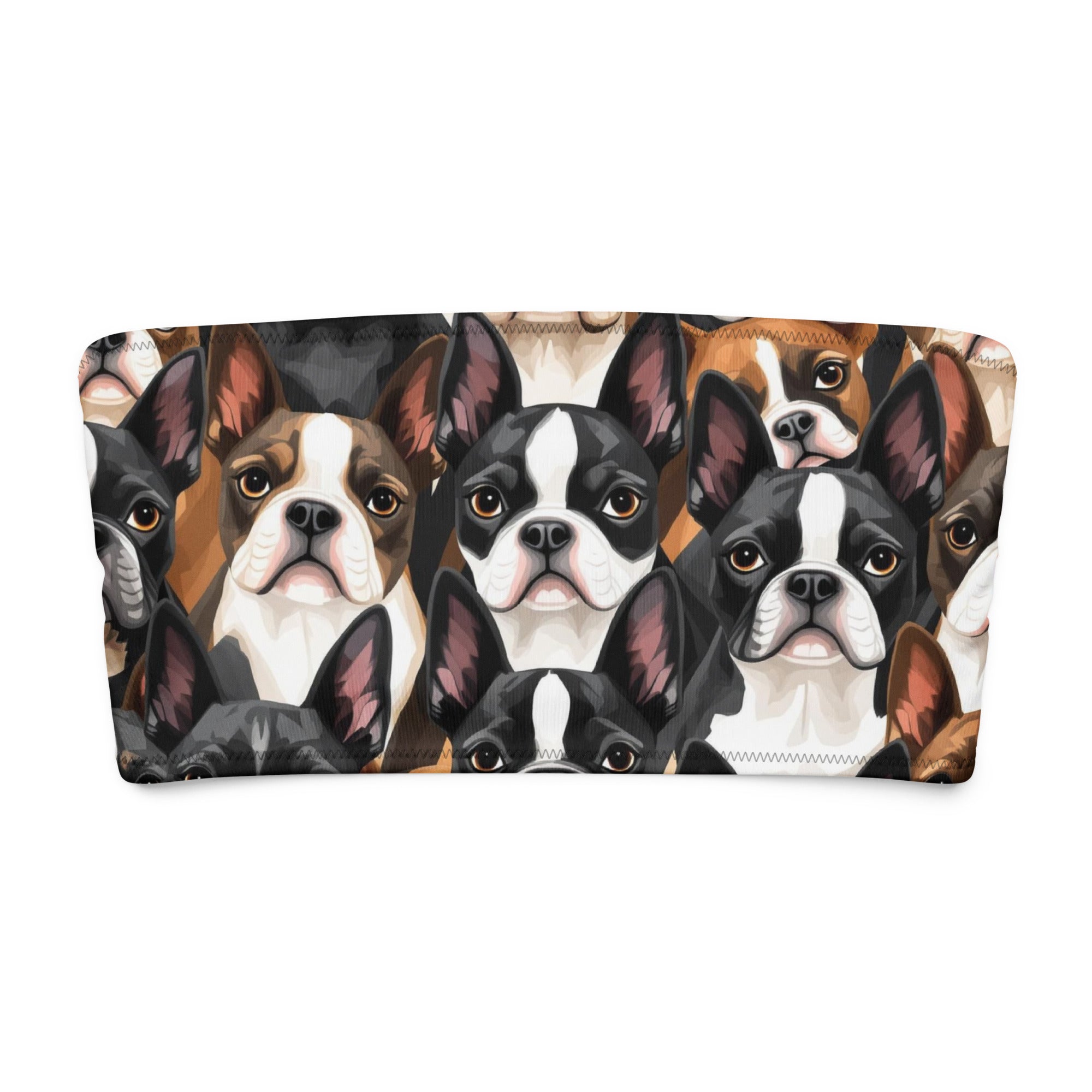 Boston Terrier Dogs Crowd Recycled Bandeau Bikini Top .