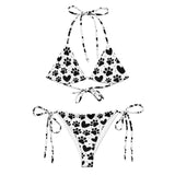 Dog Paws and Hearts Print Recycled String Bikini