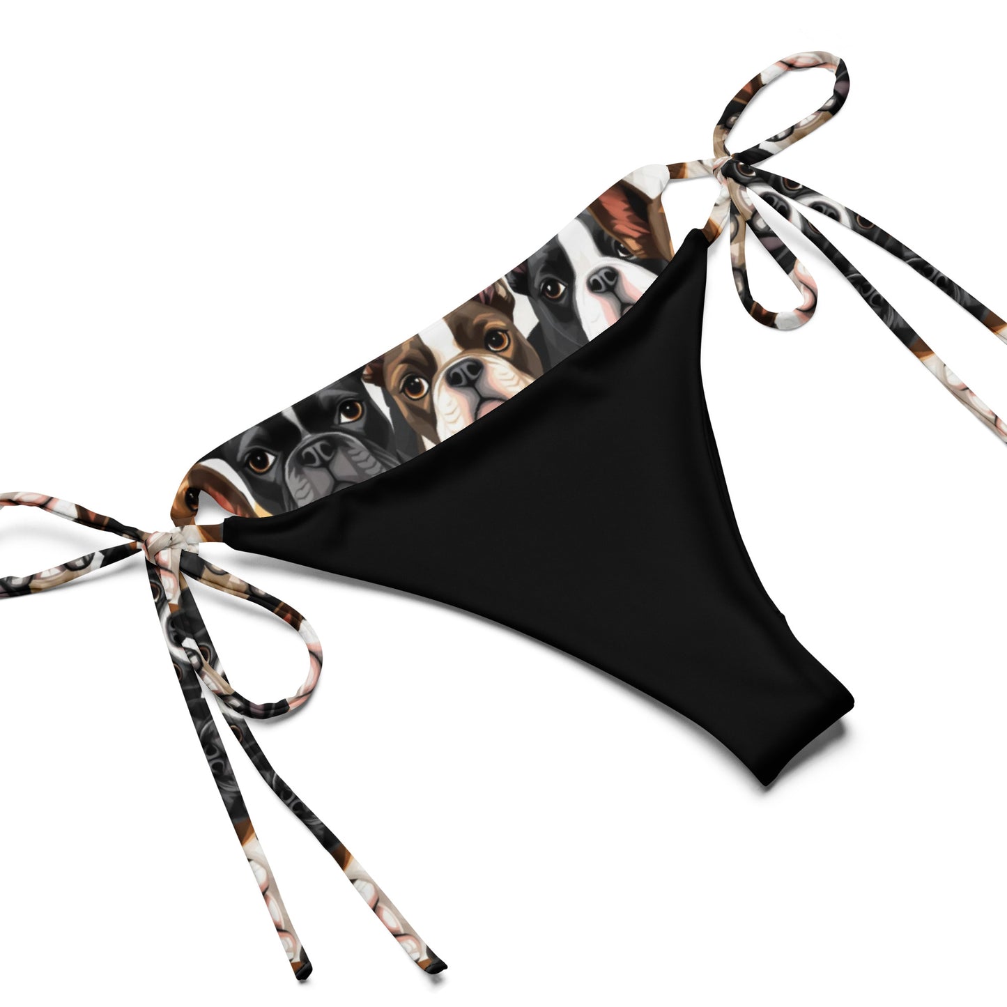 Boston Terrier Dogs Crowd Recycled String Bikini .