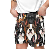 Boston Terrier Dogs Crowd Unisex Mesh Shorts .